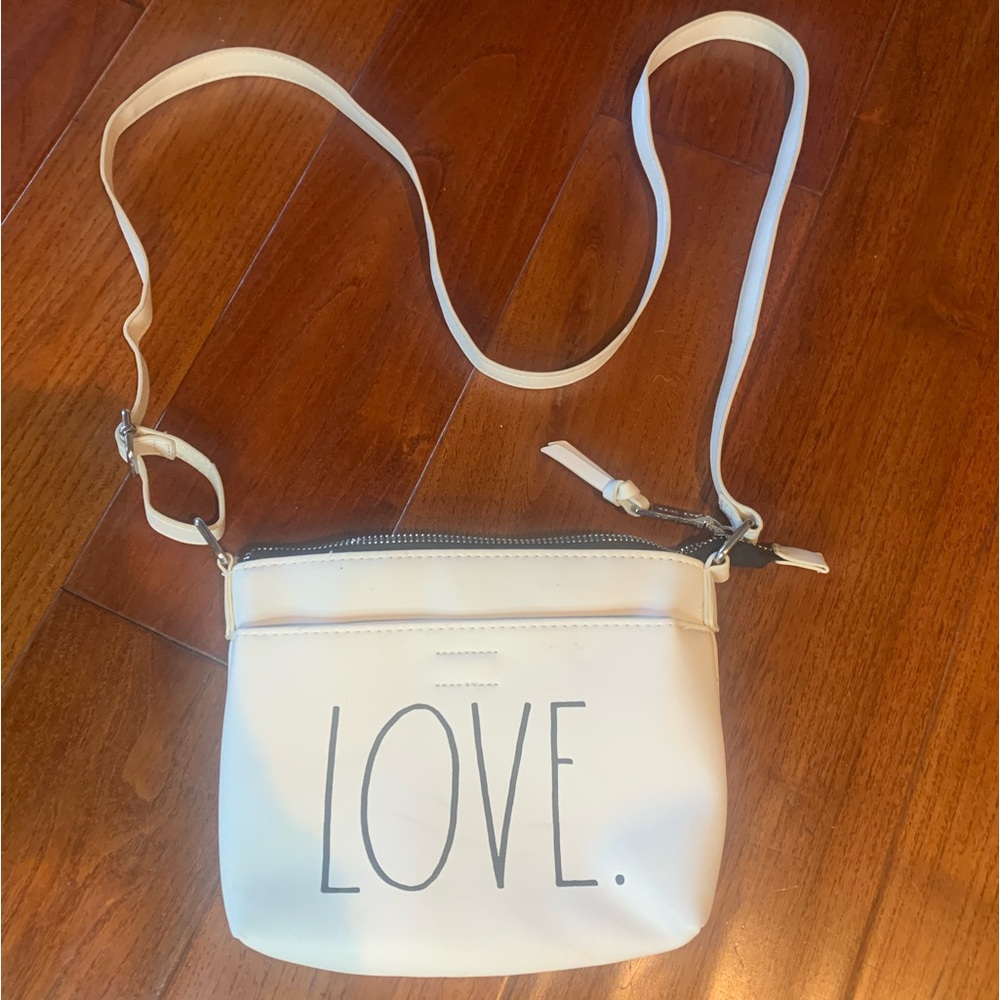 Rae Dunn Purse NEW Off-white LOVE Cross Body HandbagSmall 8.25" x 5.75"